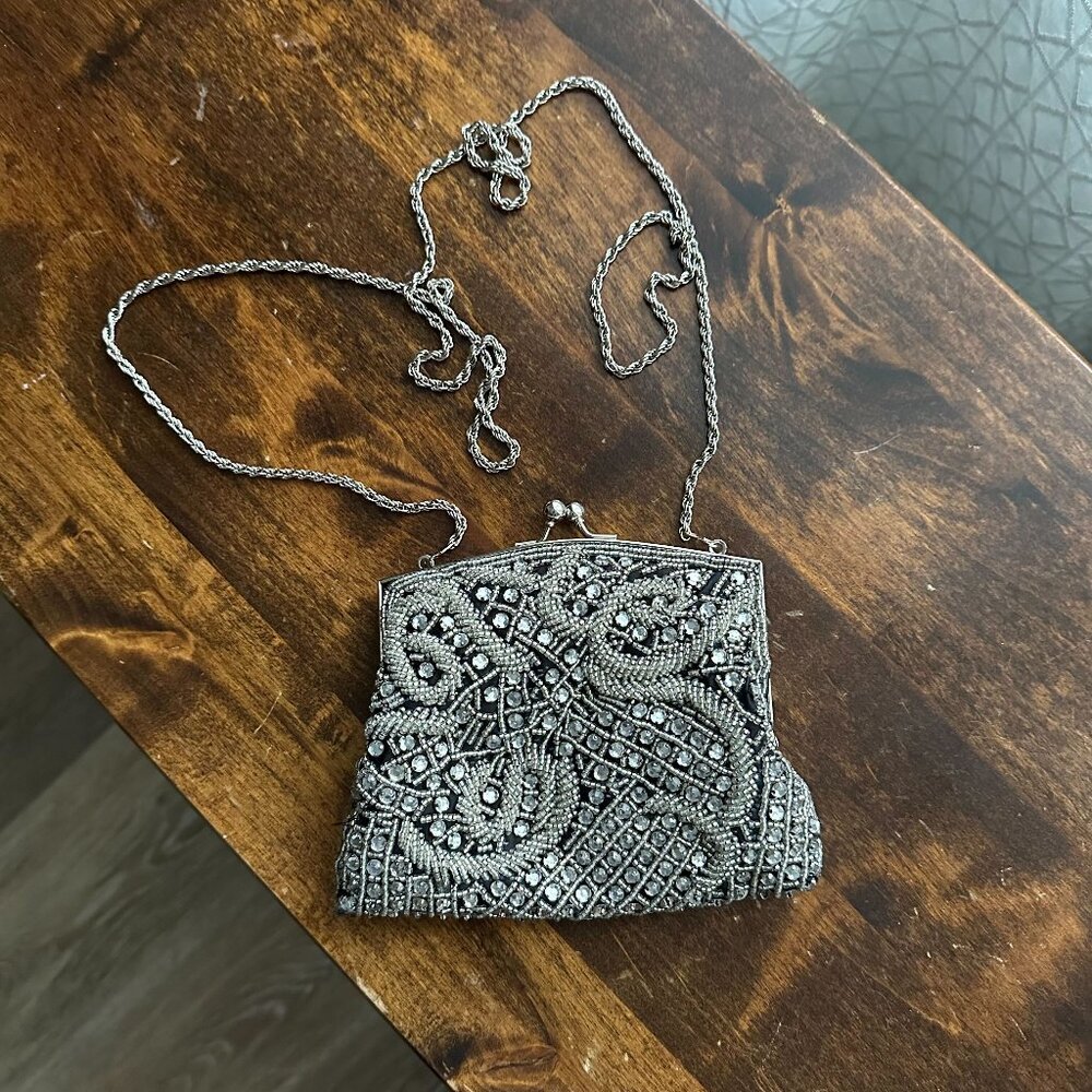 Vintage black beaded La Regale clutch bag